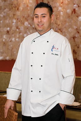 Picture of Chef Works - COBT - Champagne Executive Chef Coat w Black Piping